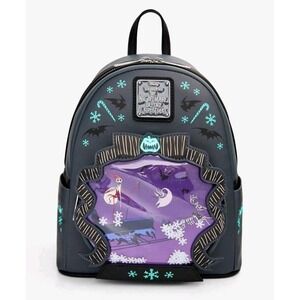 Loungefly Disney Nightmare Before Christmas Jack Sleigh Snow Globe Glow Backpack